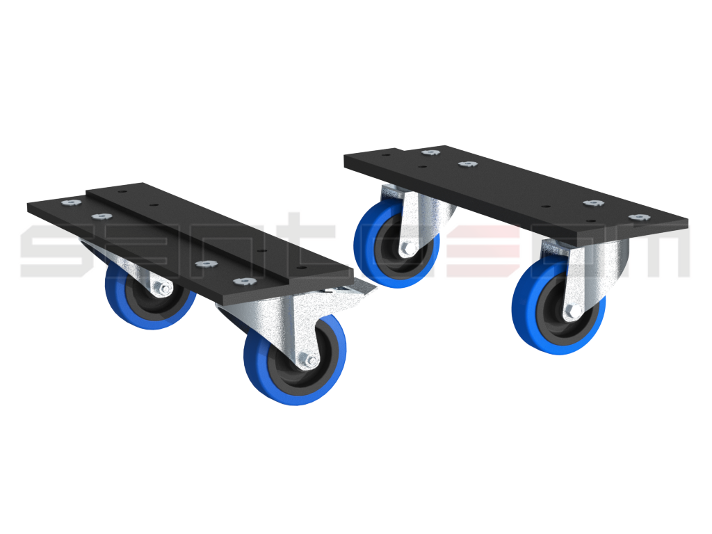 Santosom Accessory  Kit 2 wheel Support + 4 Wheels 100mm (2 With Brake)