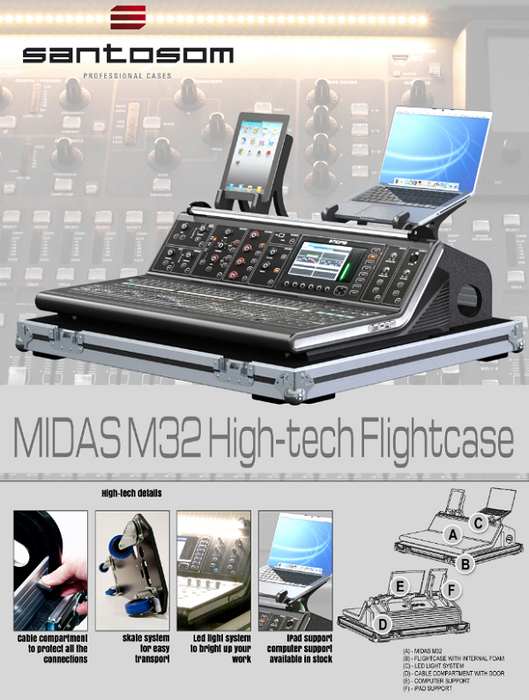 Santosom Mixer  Flight case PRO, MIDAS M32