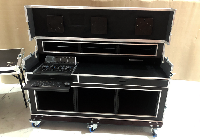 Our new Flight Case, BlackMagic Atem Camera Control Panel Video Station with VESA for 3 Monitors