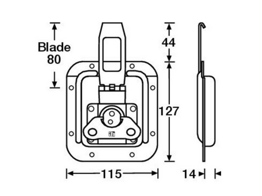 Adam Hall Hardware  OverLatch Butterfly Latch Large 14 mm Deep