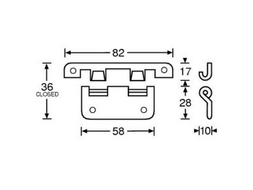 Adam Hall Hardware Detachable Hinge Large Galvanised