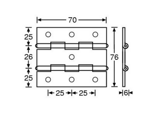 Adam Hall Hardware Double hinge, 1,5mm Steel, zink