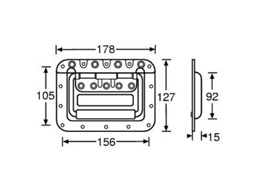 Adam Hall Hardware Recessed Sprung Handle Large in Dish14 mm Deep