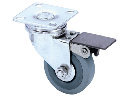 Adam Hall Hardware  Swivel Castor 50 mm With Grey WheelAndBrake