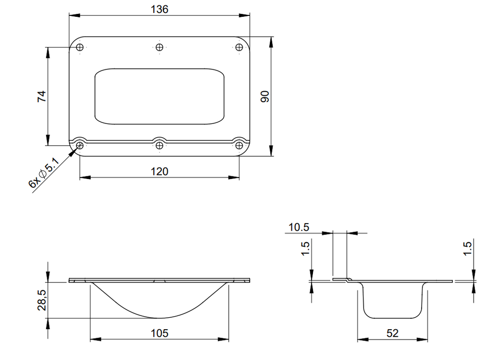 Adam Hall Hardware  Castor Dish steel galvanised