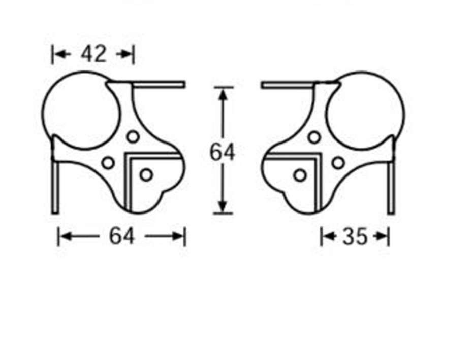 Adam Hall Hardware  Ball Corner Large Three-Leg Cranked 35 mm 9 Holes