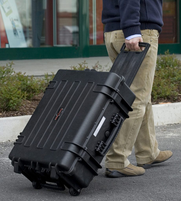 PLASTIC CASES WATERPROOF CASE 58x44x22+6 cm (56.1lt) w/ wheels - Green