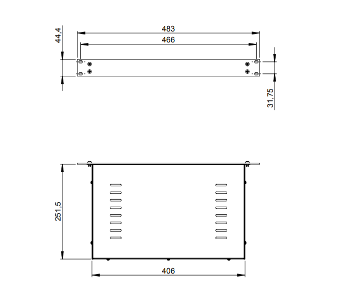 Adam Hall   19" Housing 1U RackMount With Vent Slots