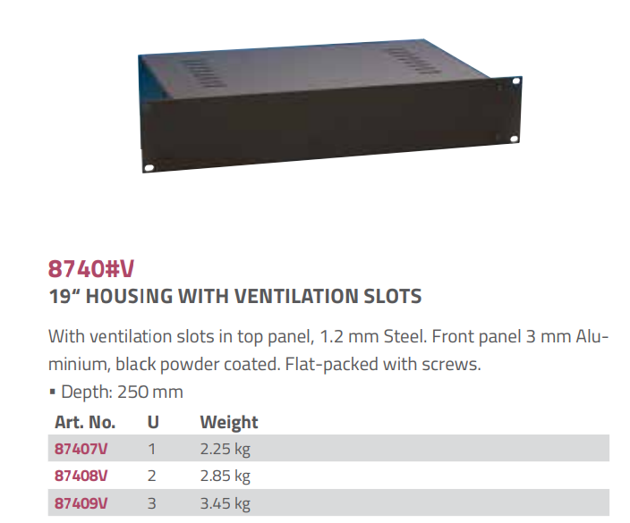 Adam Hall   19" Housing 1U RackMount With Vent Slots