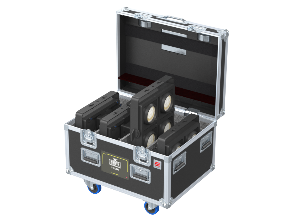 Santosom Blinder Flight case PRO, 4x Chauvet Strike Array 4