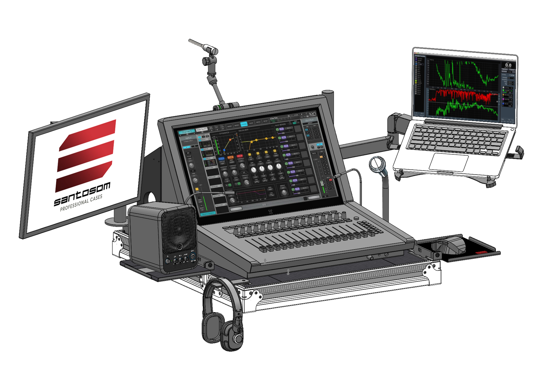 SANTOSOM MIXER Flight case PRO-2, Waves LV1 Classic