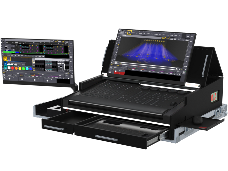 SANTOSOM Lighting controller Flight case PRO-51, MA3 OnPC CMD Wing / XT (with Swivel Arm)