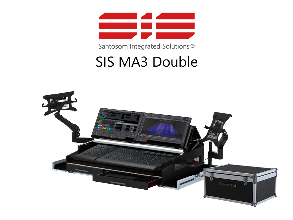 Santosom Integrated Solutions® (SIS) for MA3 Double, grandMA3 onPC Command Wing & FaderWing (w/ swivel arms)