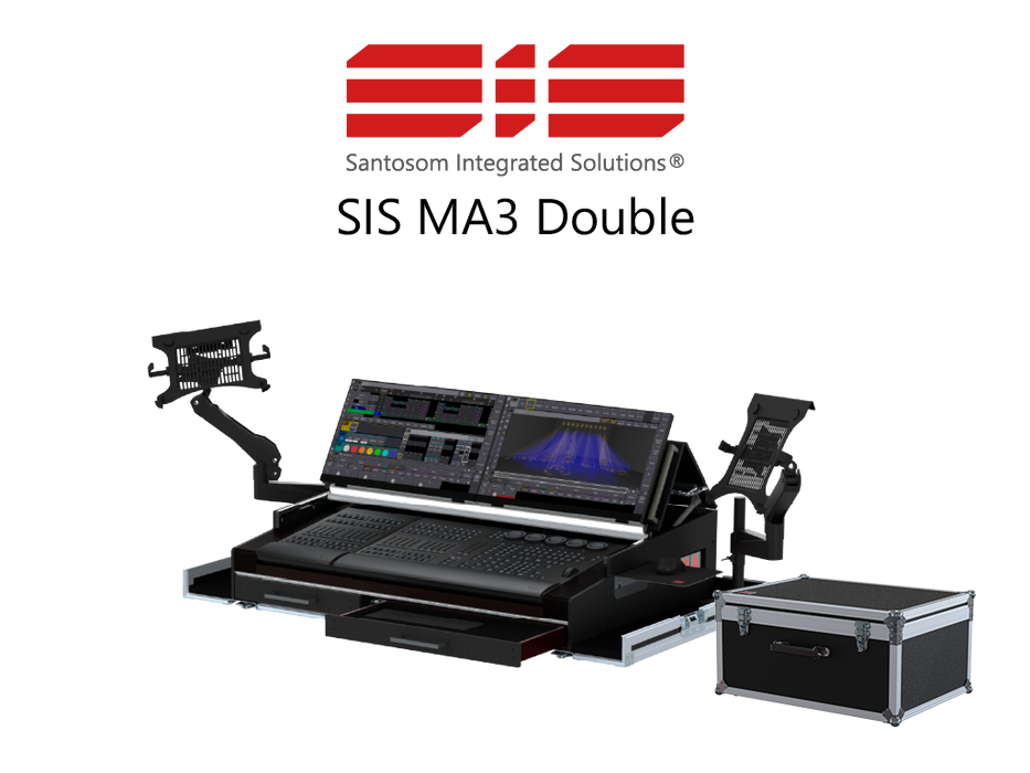 Santosom Integrated Solutions® (SIS) for MA3 Double, grandMA3 onPC Command Wing & FaderWing (w/ swivel arms)