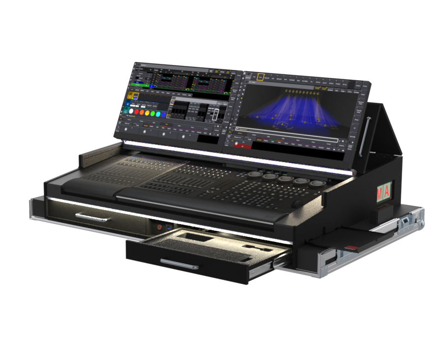 SANTOSOM Lighting controller Flight case PRO-5, MA3 OnPC CMD Wing/XT+Fader Wing (with 2 a