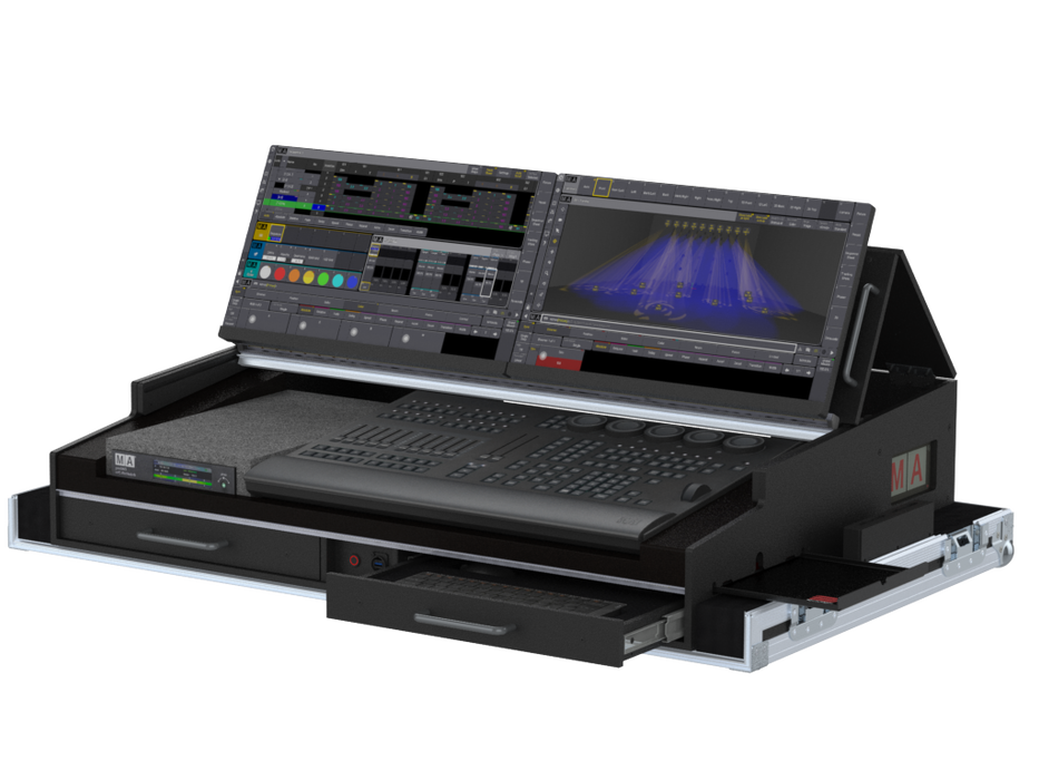 SANTOSOM Lighting controller Flight case PRO-5, MA3 OnPC CMD Wing/XT+Fader Wing (with 2 a