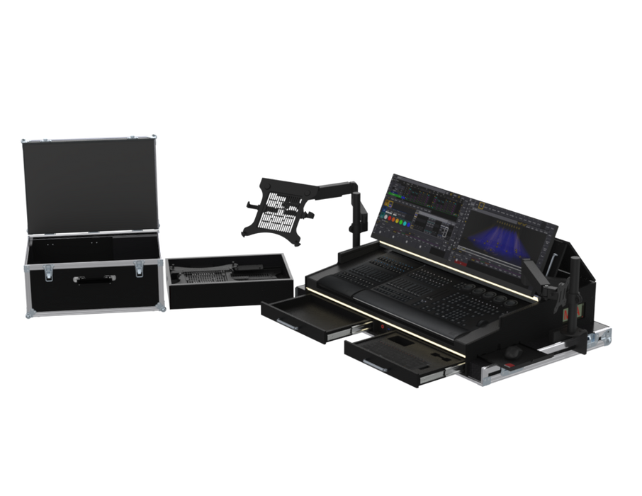 SANTOSOM Lighting controller Flight case PRO-5, MA3 OnPC CMD Wing/XT+Fader Wing (with 2 a