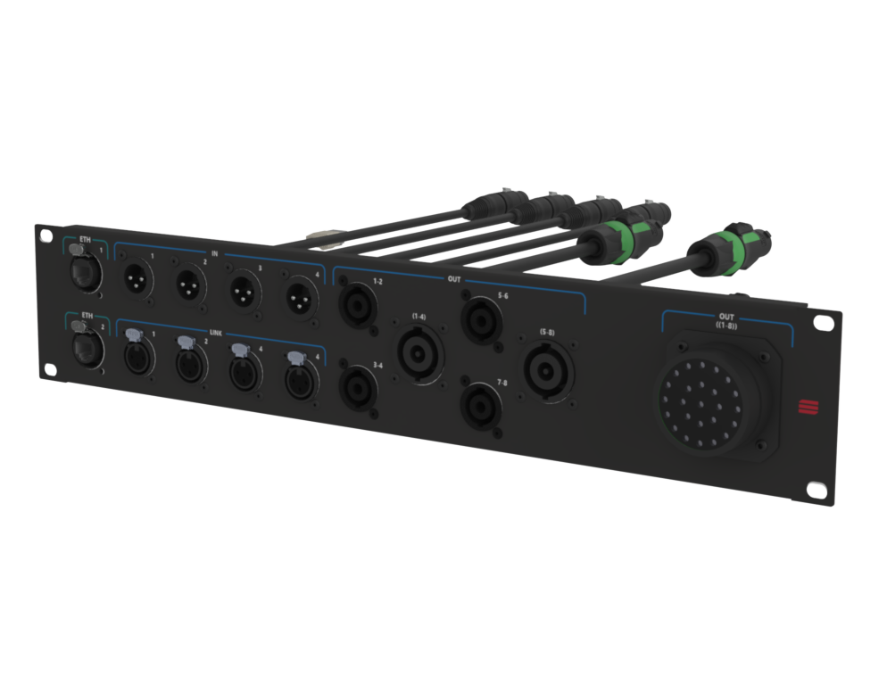 SANTOSOM Connection System Audio 2U (ETH, 4x IN, NL8, NL4 OUT, SOCA)