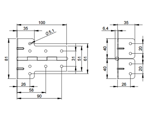 Adam Hall Hardware  Combination Of HingeAnd2 Corner Braces