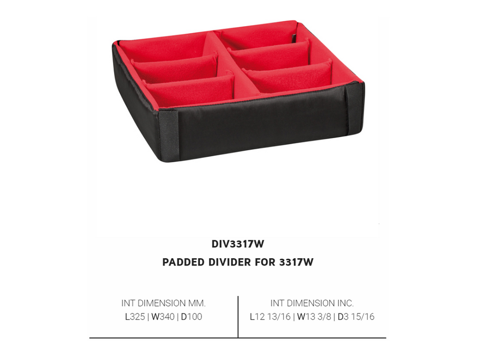 PLASTIC CASES ACCESSORY Padded DIVIDER For 3317W