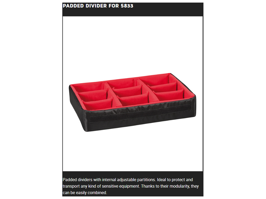 PLASTIC CASES ACCESSORY Padded DIVIDER For 5833