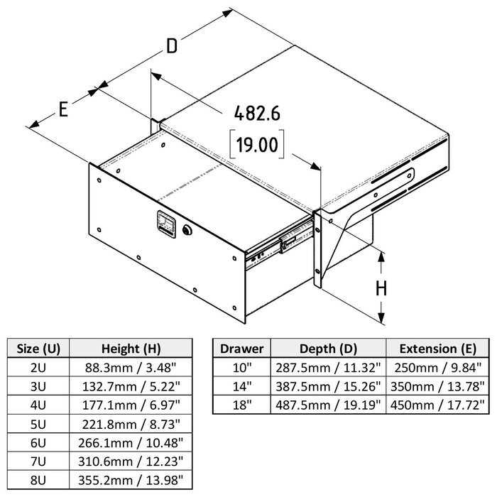 Adam Hall   Rack Drawer 4U Aluminium ERGO