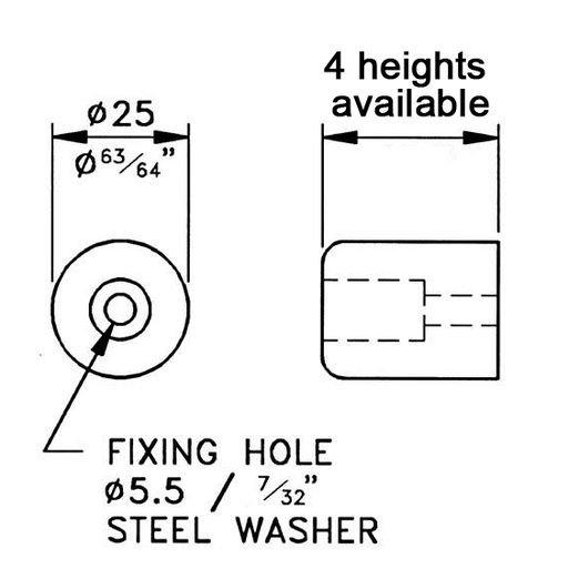 Adam Hall Hardware  Rubber Foot Black With Steel Insert 25x25mm