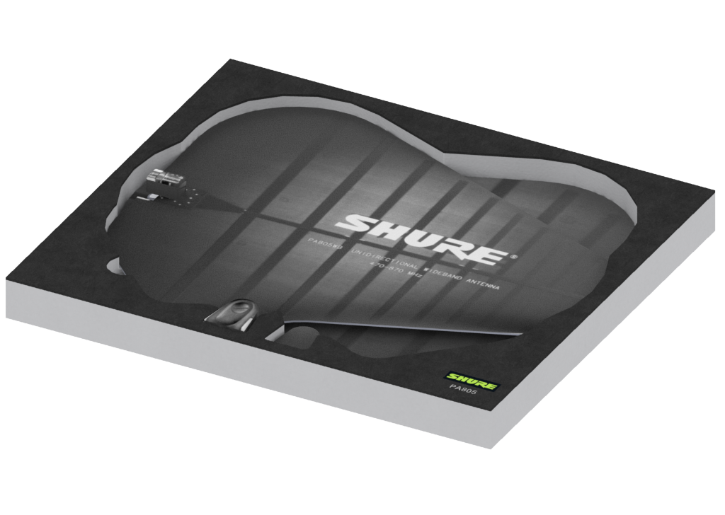 SANTOSOM   Espuma Modular 1U, 2x SHURE PA805 SWB