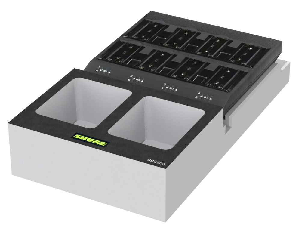 SANTOSOM   Mousse Modulaire 2U, Shure 1x Shure SBC800 + Acess.