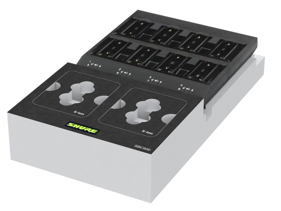 SANTOSOM   Mousse Modulaire 2U, Shure 1x Shure SBC800 + Acess.