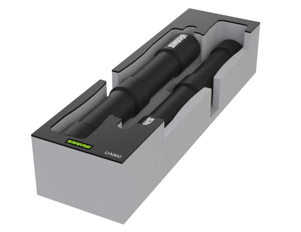 SANTOSOM Modular Foam 2U, 2x Shure UA860