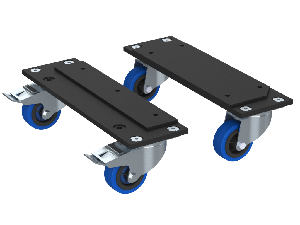 Santosom Kit 2 wheel Support + 4 Wheels 80mm (2 With Brake)