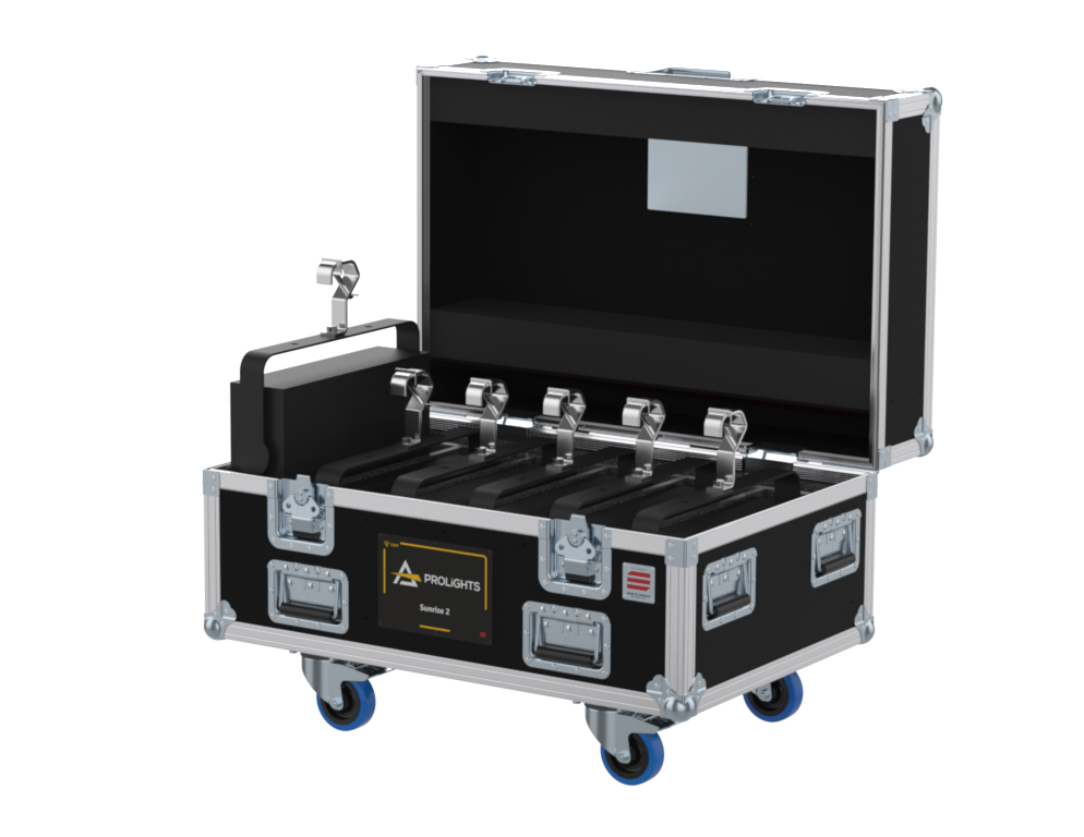 SANTOSOM Flight case PRO, 6x Prolights Sunrise 2 (clamps on)