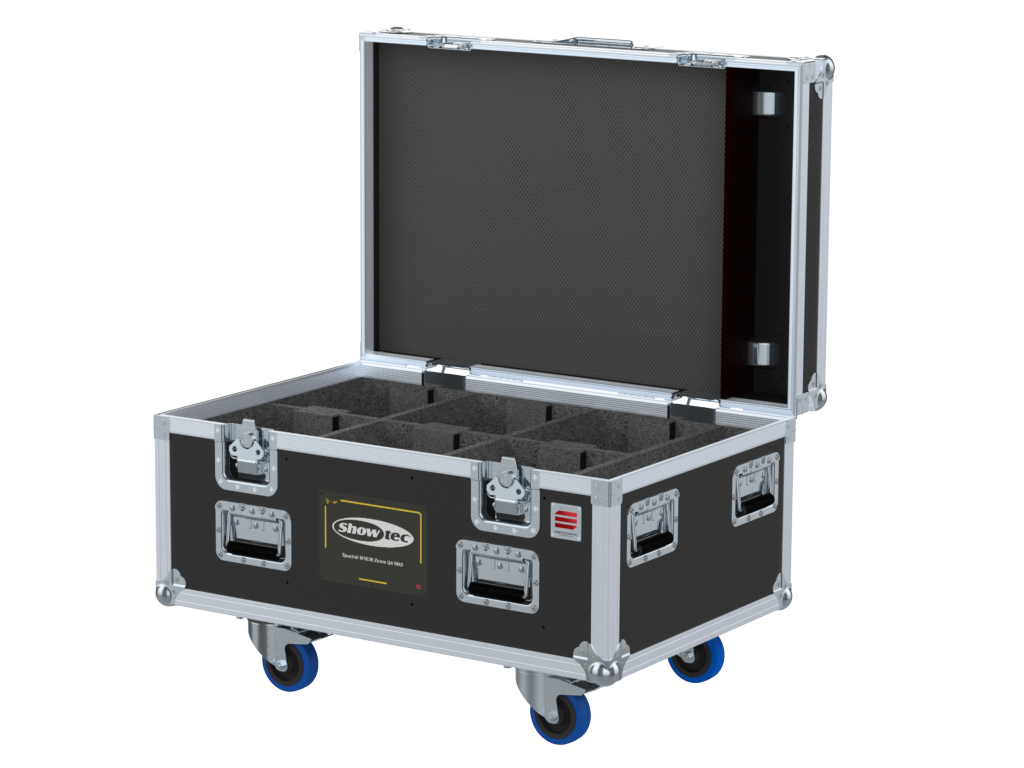 SANTOSOM Flight case PRO1, 6x Showtec Spectral M3000 Zoom Q4 MKII