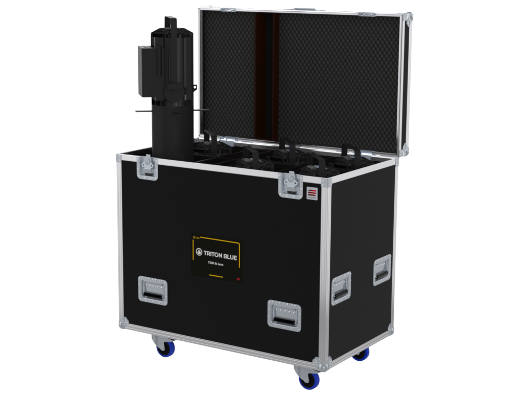 SANTOSOM Projector Flight case PRO, 6x Triton Blue T300 w/ lens