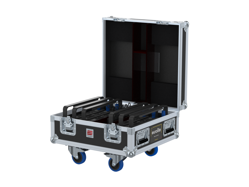 SANTOSOM Flight case PRO, 6x Eurolite AKKU Bar-6 QCL (with charger)