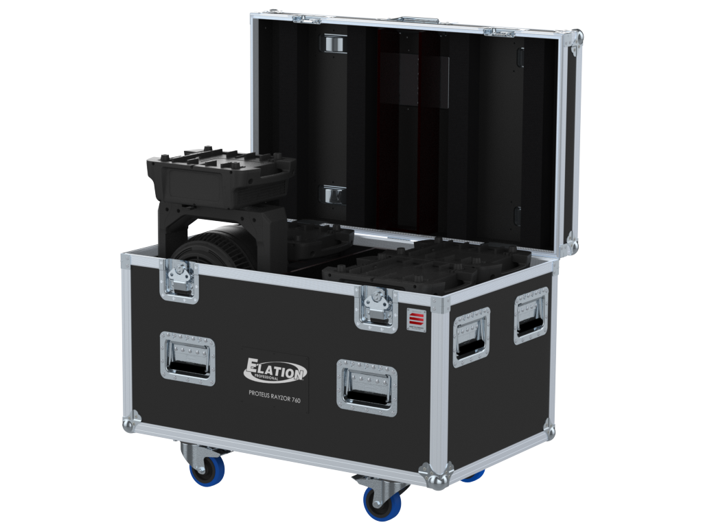 Santosom Moving Head Flight case PRO, 4x Elation Proteus Rayzor 760 + Access.