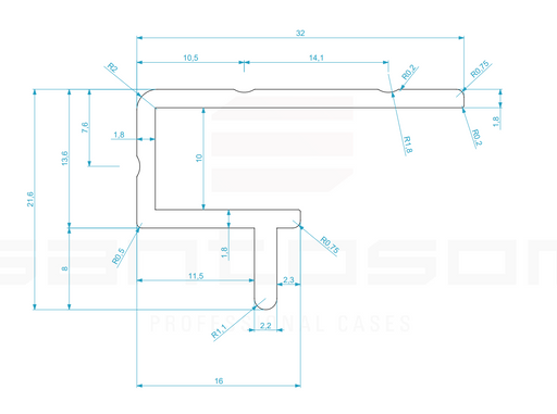 HARDWARE Aluminium Top Edge 10mm X-BOX