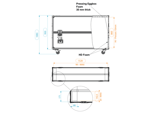 Santosom Display Flight case PRO, 1-2 Screen 60" (152x14x87 UID)