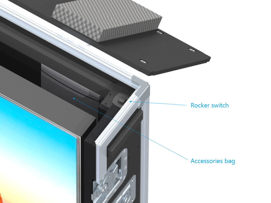 Santosom Display Flight case PRO, 1 Screen Lift 65" (157x14x98cm UID)