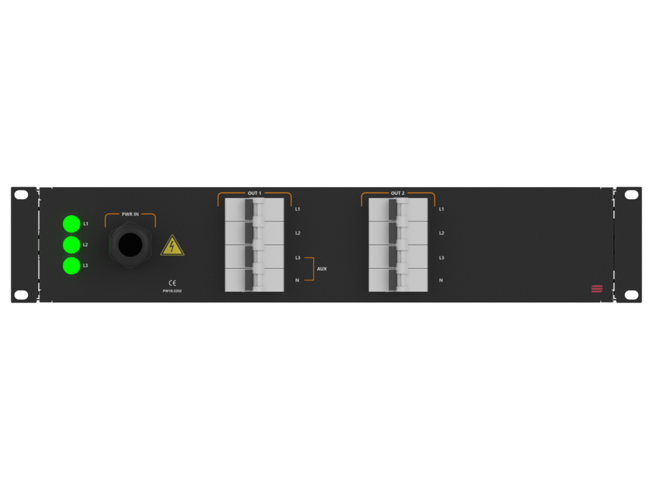 SANTOSOM 19" Rack Power Distro, 32A 5P IN/ 2 OUT Bucim + Shuko