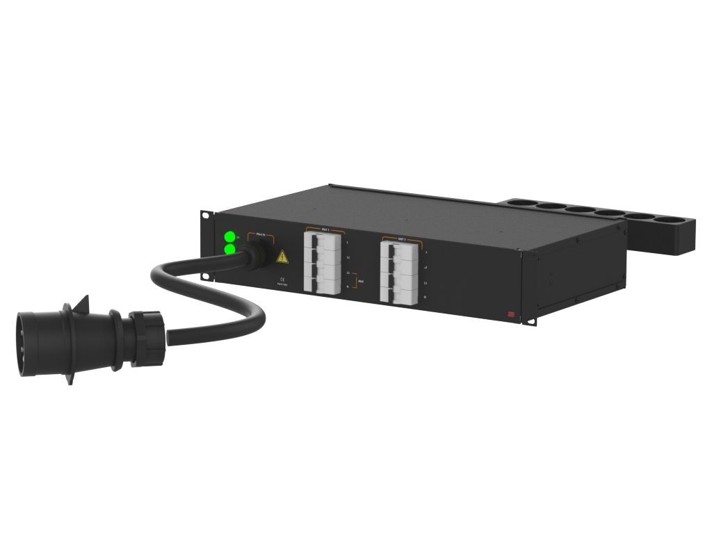 SANTOSOM 19" Rack Power Distro, 32A 5P IN/ 2 OUT Bucim + Shuko