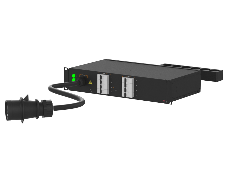 SANTOSOM 19" Rack Power Distro, 32A 5P IN/ 2 OUT Bucim + Shuko