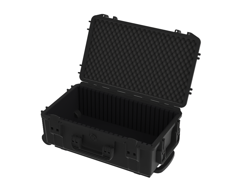 PLASTIC CASES WATERPROOF CASE Plastic Case 520x290x200mm with Trolley and grooved foam