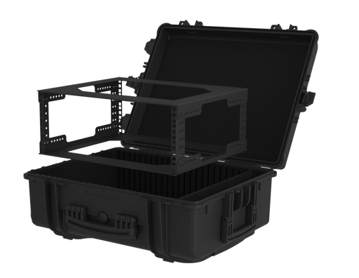 WATERPROOF CASE Plastic Case w/ Wheels + Rack Sleeve Metal 4U 400mm