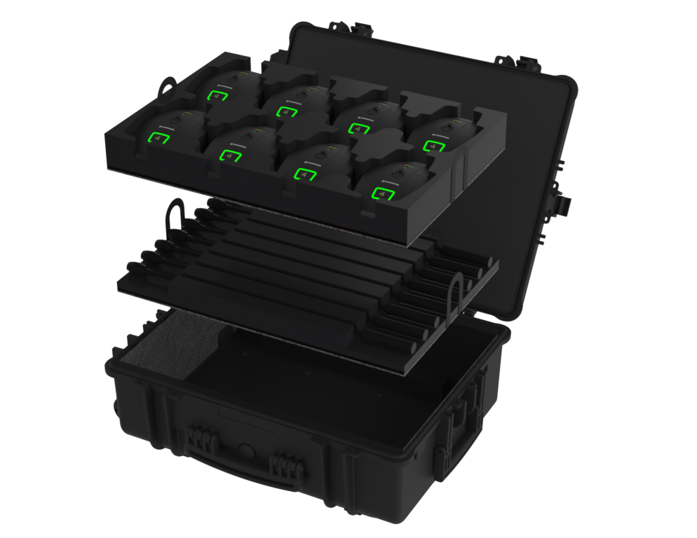 PLASTIC CASES MICROPHONE Plastic Case 8x Shure MX418 + 8 bases Sennheiser EW-DX TS