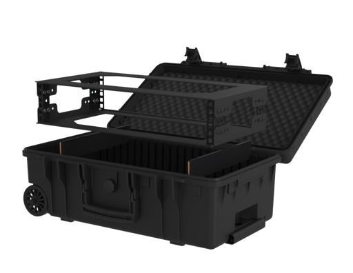 WATERPROOF CASE Plastic Case c/ rodas + Rack Sleeve Metal 2U 250mm