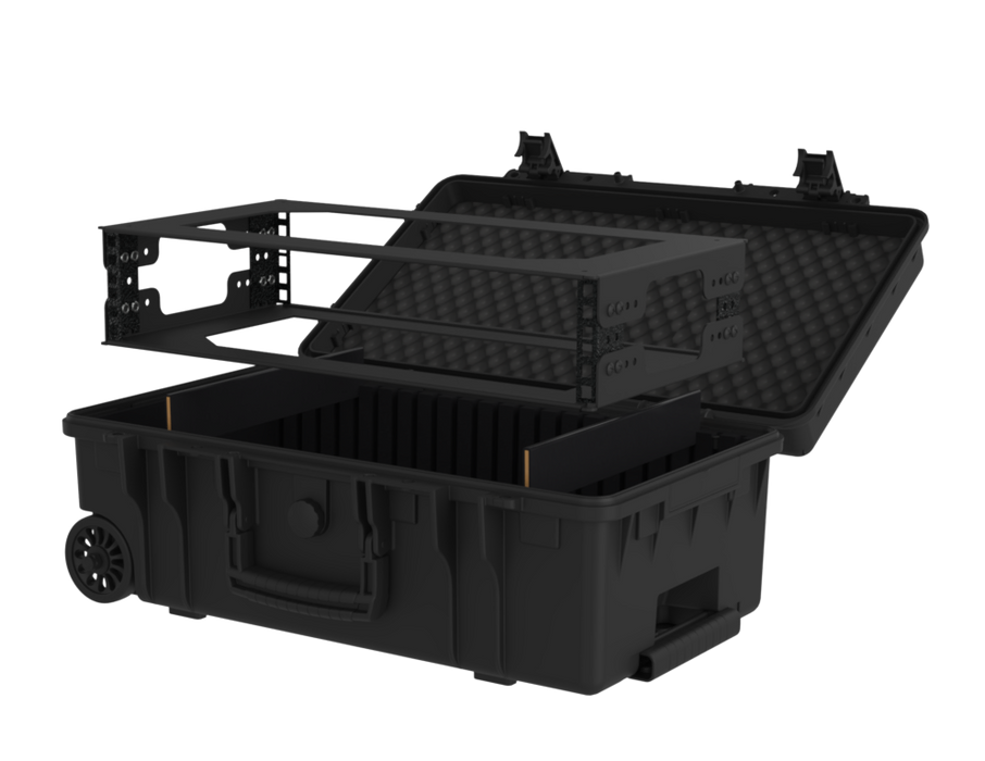 WATERPROOF CASE Plastic Case c/ rodas + Rack Sleeve Metal 2U 250mm