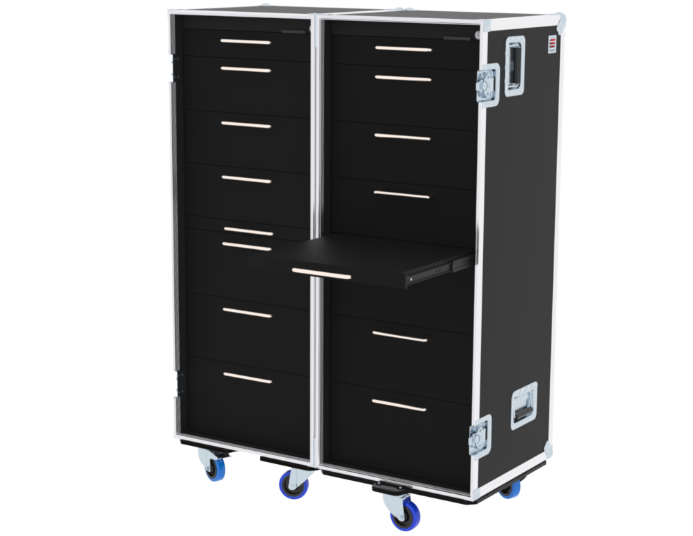SANTOSOM Road case RDC 2 serie 160, 16 Draw + 2 Tray: 2,4,4,4,1,5,5,6