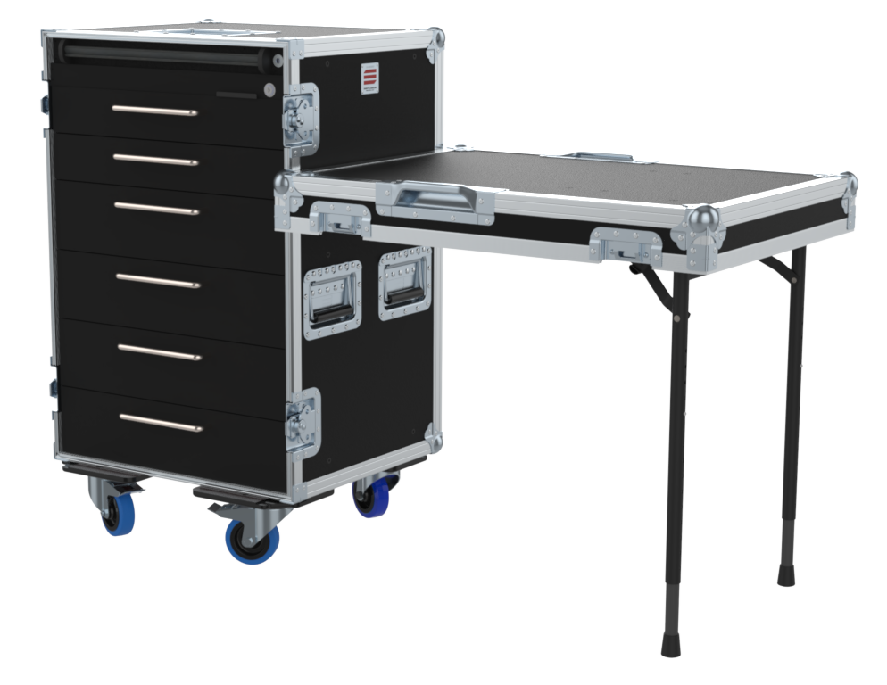 SANTOSOM Roadcase Serie 100, 16U 6 drawers: 2, 2, 2, 3, 3, 4U